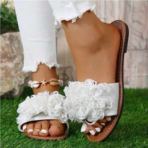 White and Brown Minimalist Sandals for Weddings